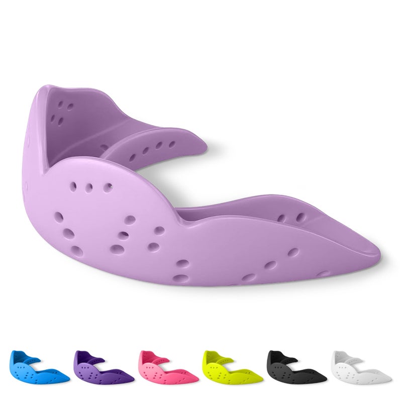 SISU Aero Medium Mouthguard, Lucky Lavender - 30% Stronger Protection for Lacrosse, Football, Hockey, Roller Derby, Team Sports - Remoldable Up to 20 Times - Ultra Slim - Works for Braces - Non Toxic - Image 1